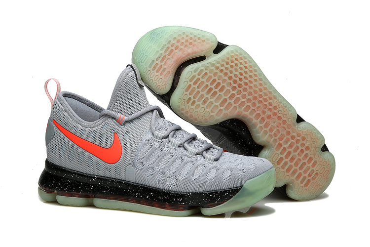 Nike KD 9 Grey Black Fluorescent red Shoes